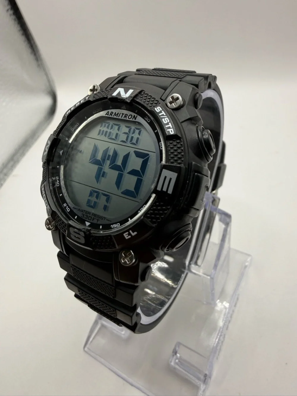 ARMITRON MENS PRO SPORT CHRONOGRAPH BLACK RESIN STRAP WATCH 40mm